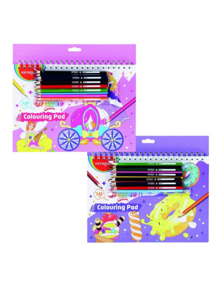 Set coloriaj Keyroad Printese KR972519, 12x creioane colorate, carte colorat, stickere