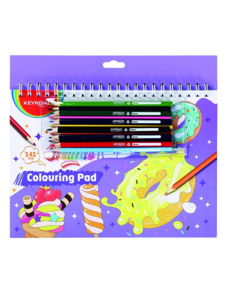 Set coloriaj Keyroad Printese KR972519, 12x creioane colorate, carte colorat, stickere