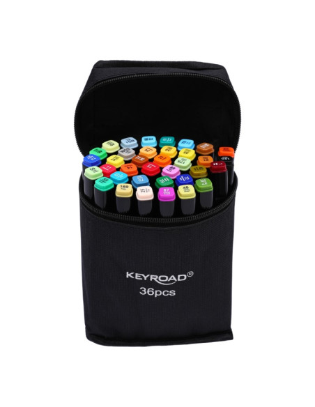 Borseta cu 36x Marker 2 capete Keyroad ArtMarkers MP74244, varf fin/tesit