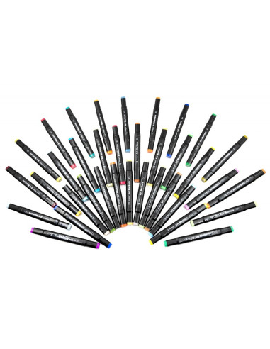 Borseta cu 36x Marker 2 capete Keyroad ArtMarkers MP74244, varf fin/tesit