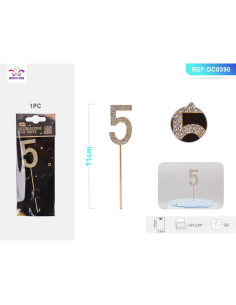 Decoratiuni aniversare PartyGo cifra 5, 11cm, DC0390