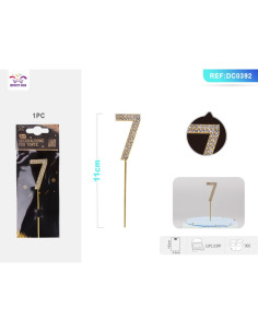 Decoratiuni aniversare PartyGo cifra 7, 11cm, DC0392