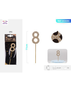 Decoratiuni aniversare PartyGo cifra 8, 11cm, DC0393
