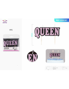 Lumanari aniversare pentru tort PartyGo Queen, 8.5cm, roz, EA0197