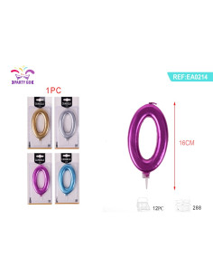 Lumanari aniversare pentru tort PartyGo cifra 0, 16cm, diverse culori metalizate, EA0214