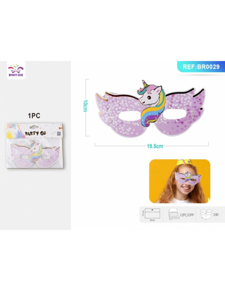 Masca petrecere PartyGo, unicorn, BR0029, set 6 buc