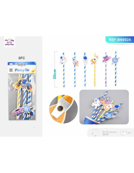 Paie de baut PartyGo, 20cm, imprimeu spatial, BN0024, set 6 buc