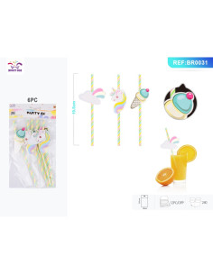 Paie de baut PartyGo, 20cm, imprimeu unicorn, BR0031, set 6 buc