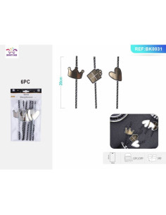 Paie de baut PartyGo, 20cm, buline albe, coroana aurie, negru, BK0031, set 6 buc
