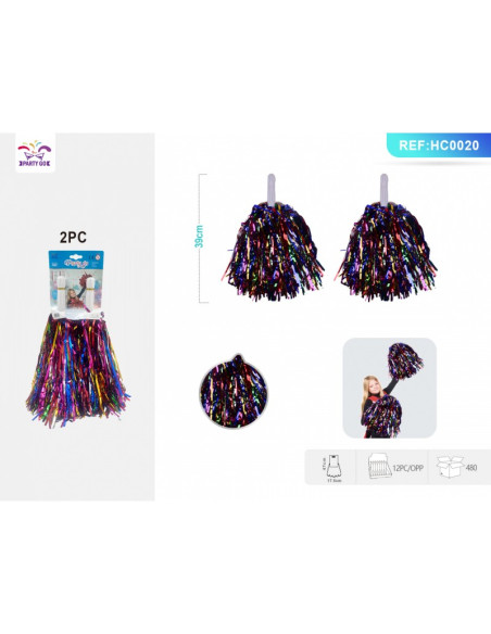 Pampoane PartyGo, diverse culori, HC0020, set 2 buc