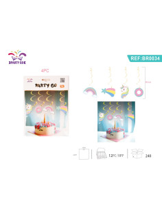 Stegulete aniversare PartyGo, imprimeu unicorn, BR0034, set 4 buc