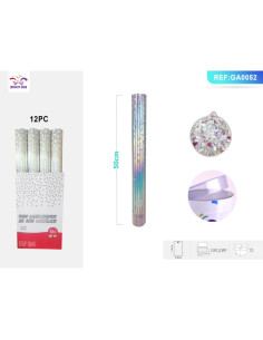 Tun confetti PartyGo, 50cm, argintiu, GA0052
