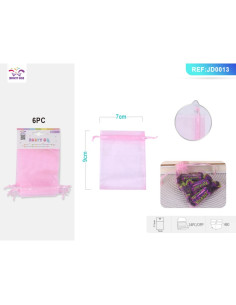 Saculet panza bijuterii PartyGo, 7x9cm, roz, JD0013, set 6 buc