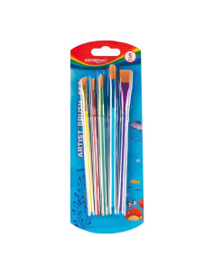 Pensula Keyroad KR971857, varf nylon rotund / lat, set 5 buc