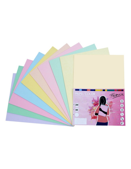 Hartie color A4, 80g/mp Fabrisa 16329, mix culori pale, 250 coli/top