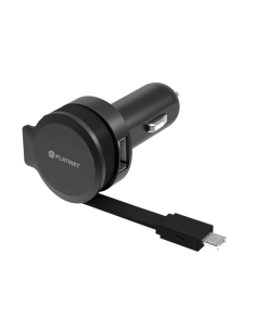 Incarcator auto Platinet PLCR3B 43721, USB - micro USB, + cablu retractabil, negru