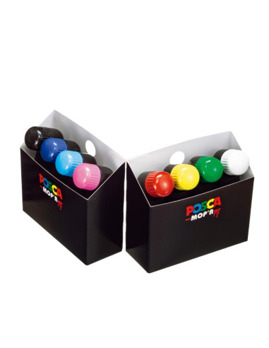 Marker UNI Posca Mop'r PCM22, varf rotund buretat, 3.0-19.0mm, set 8 culori