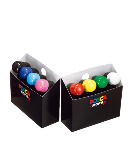 Marker UNI Posca Mop'r PCM22, varf rotund buretat, 3.0-19.0mm, set 8 culori