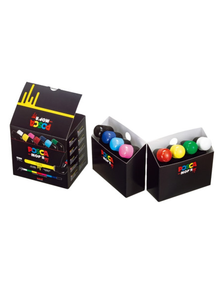 Marker UNI Posca Mop'r PCM22, varf rotund buretat, 3.0-19.0mm, set 8 culori
