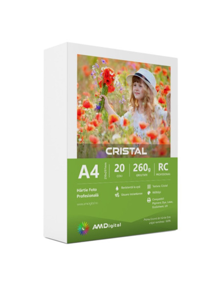 Hartie foto AMDigital cristal, A4, 260g/mp, top 20 coli
