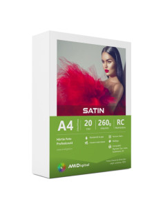 Hartie foto AMDigital satin, A4, 260g/mp, top 20 coli