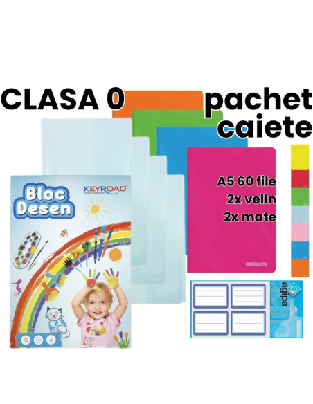 Pachet rechizite scoala clasa 0, PACHET CAIETE, fata/baiat, 10 piese