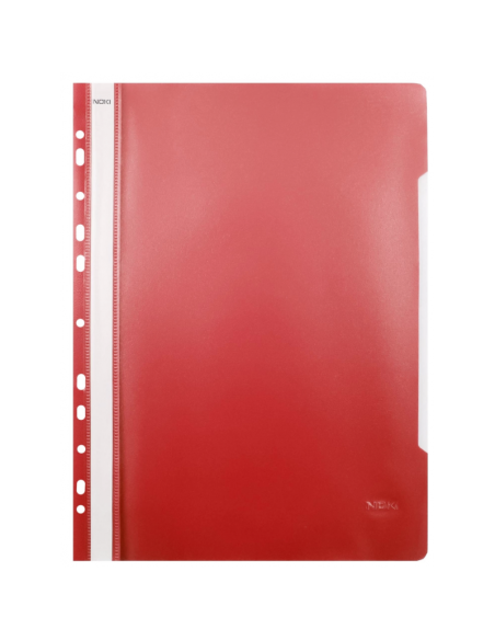 Dosar cu sina Noki 482011-080, plastic, rosu, multiperforatii pentru arhivare, colturi rotunjite, set 25 buc