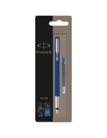 Stilou Parker Vector Clasic 2025379, varf M, alimentare rezerve, negru, +1 rezerva