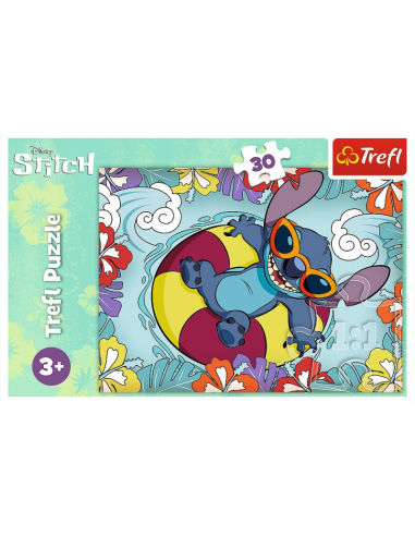 Puzzle carton 30 piese Trefl Stitch - Stitch In Vacanta, 539308, 3+ ani
