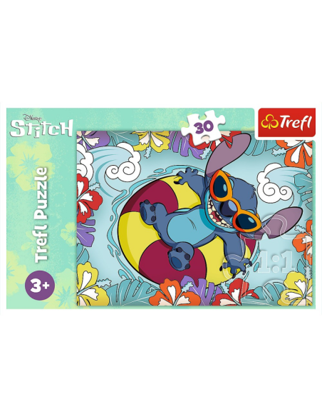 Puzzle carton 30 piese Trefl Stitch - Stitch In Vacanta, 539308, 3+ ani