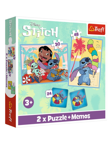 Puzzle carton 2in1 30, 48 piese Trefl Stitch - O zi fericita pentru Lilo & Stitch, 539654, 3+ ani