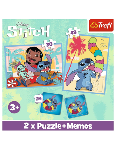 Puzzle carton 2in1 30, 48 piese Trefl Stitch - O zi fericita pentru Lilo & Stitch, 539654, 3+ ani