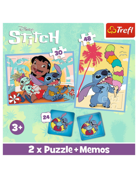 Puzzle carton 2in1 30, 48 piese Trefl Stitch - O zi fericita pentru Lilo & Stitch, 539654, 3+ ani