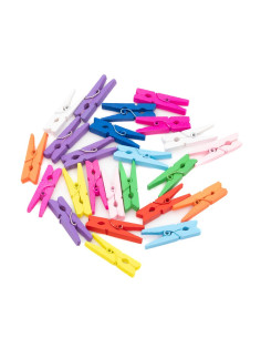 Accesorii creatie - lemn - carlig, diverse culori, 3cm, set 24 buc, Colorarte