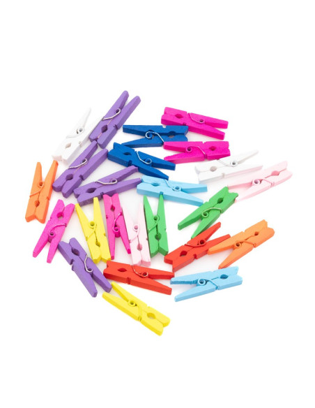 Accesorii creatie - lemn - carlig, diverse culori, 3cm, set 24 buc, Colorarte