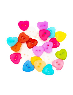 Accesorii creatie - nasturi inimi plastic, diverse culori, 15mm, set 24 buc, Colorarte