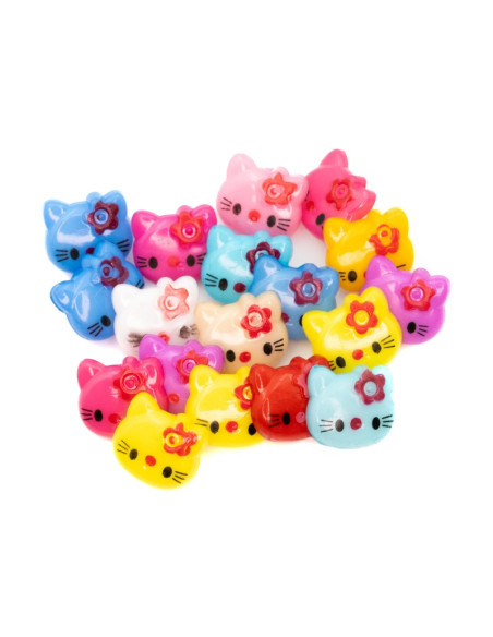 Accesorii creatie - nasturi pisici plastic, diverse culori, 15mm, set 18 buc, Colorarte