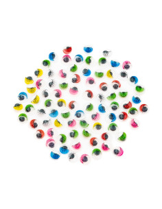 Accesorii creatie - ochisori plastic mici cu gene, diverse culori, 6mm, set 100 buc, Colorarte