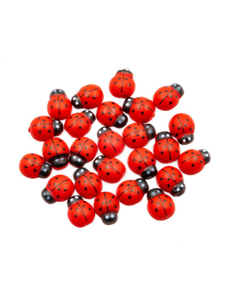 Accesorii creatie - lemn - buburuza, colorat, 15mm, set 25 buc, Colorarte