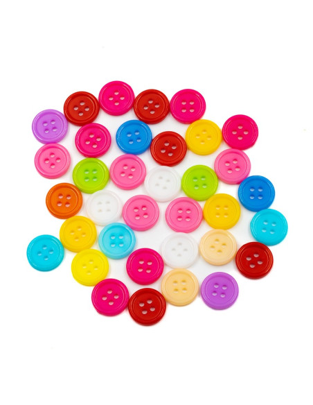 Accesorii creatie - nasturi plastic, diverse culori, 15mm, set 35 buc, Colorarte