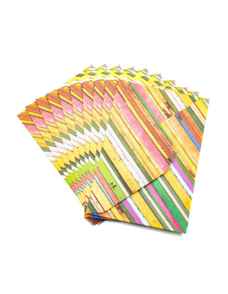 Plic color CNX, diverse culori, 110x160mm, model cu dungi, set 10 buc