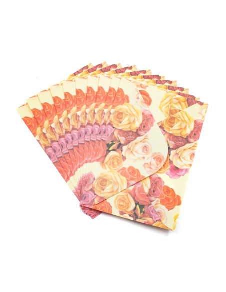 Plic color CNX, diverse culori, 110x160mm, model cu trandafiri, set 10 buc