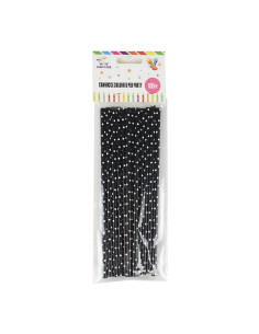Paie negre cu bulie albe 20cm, PartyGo, BK0007, set 12 buc