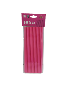 Paie roz 20cm, PartyGo, DE0085, set 25 buc