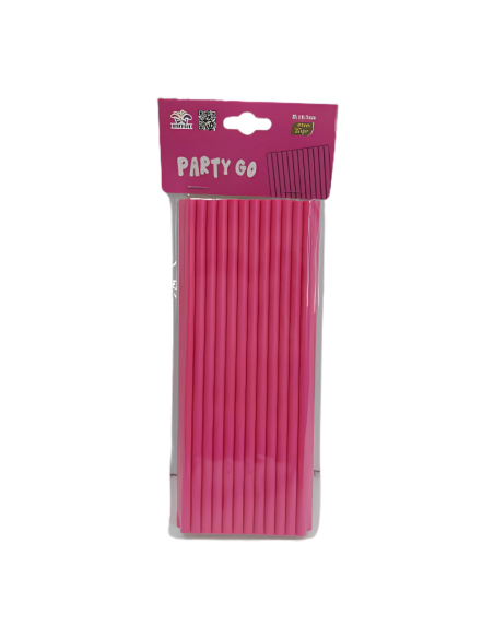 Paie roz 20cm, PartyGo, DE0085, set 25 buc
