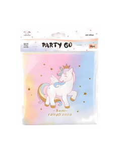 Servetele imprimeu unicorn, PartyGo, BR0024-T, set 6 buc