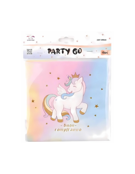 Servetele imprimeu unicorn, PartyGo, BR0024-T, set 6 buc