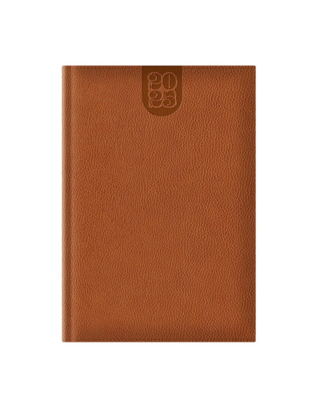 Agenda A5 datata 2026 Dakota EJ-1416, 336 pagini ivory, coperta buretata maro inchis, cu margini aurii
