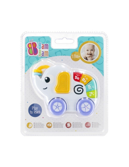 Zornaitoare masinuta forma elefant BamBam, 482392, 15x20x4cm, +18 luni