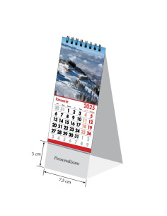 Calendar de birou Unicart mini Peisaje, 7.5x15cm + 3cm pentru personalizare, cu spira